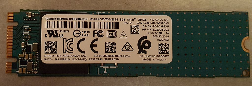 Nvme toshiba 256gb clearance