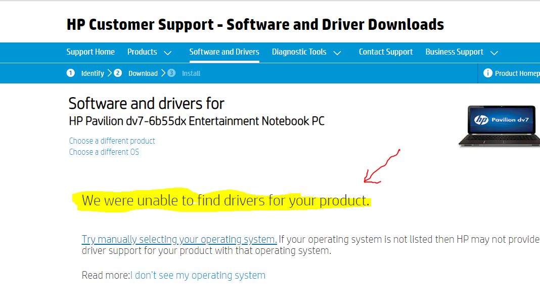 Help: Unable to download drivers - HP Support Community - 7536590