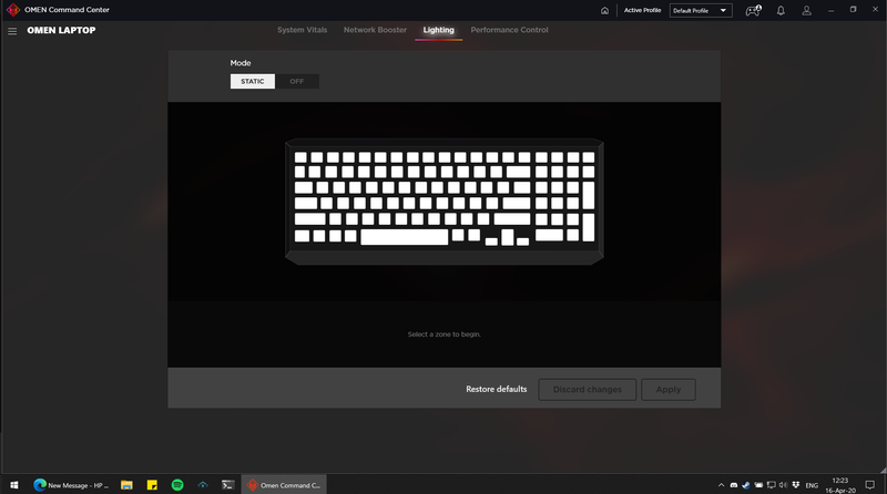 Omen Command Center settings