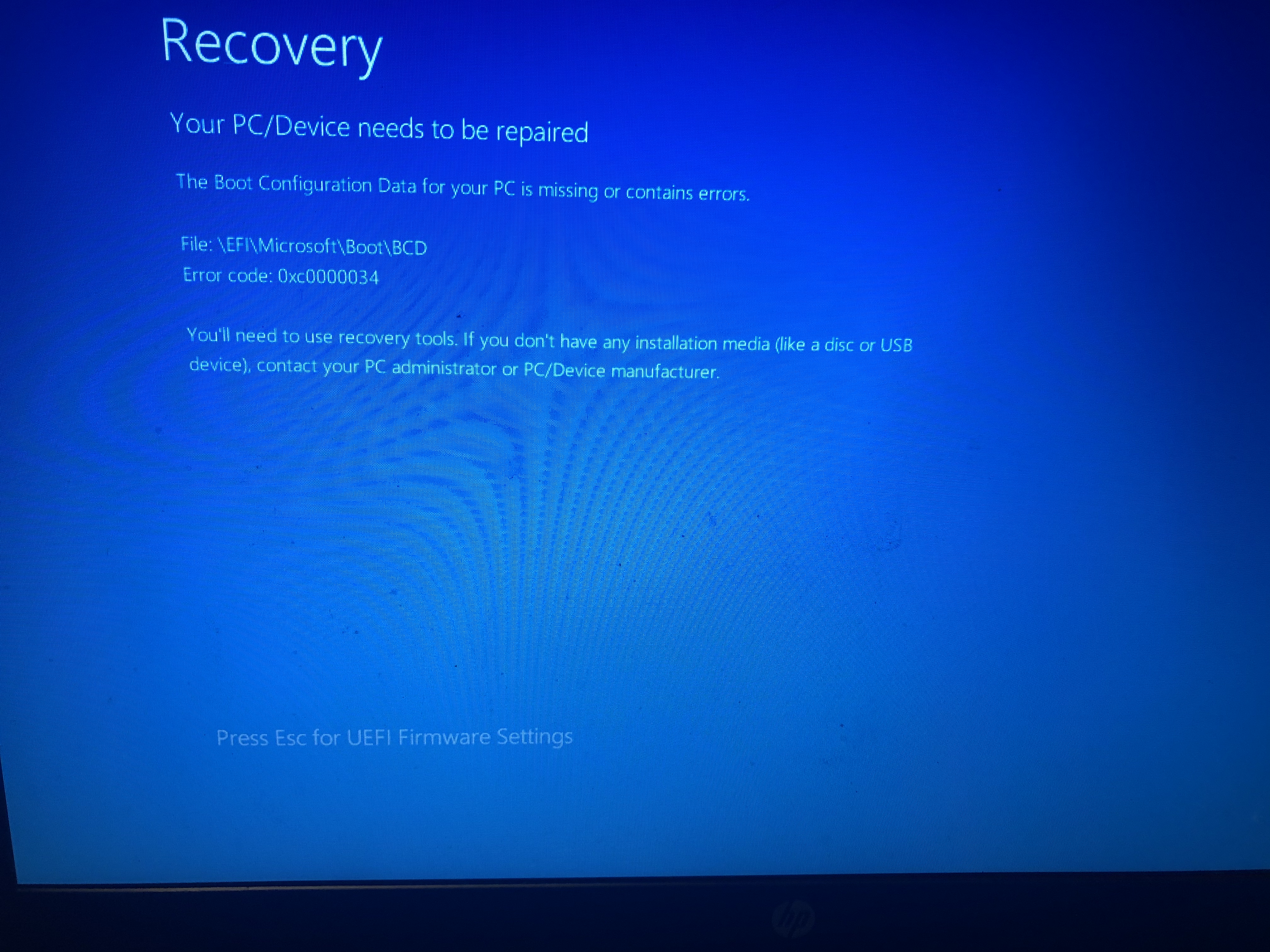 Boot configuration problem - HP Support Community - 7561453