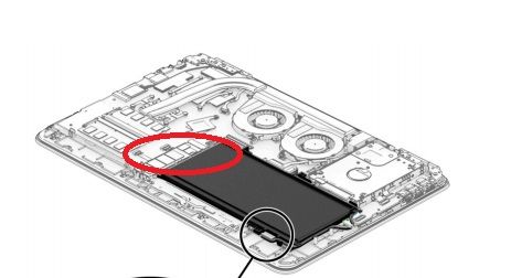 2 memory slots to left of red oval