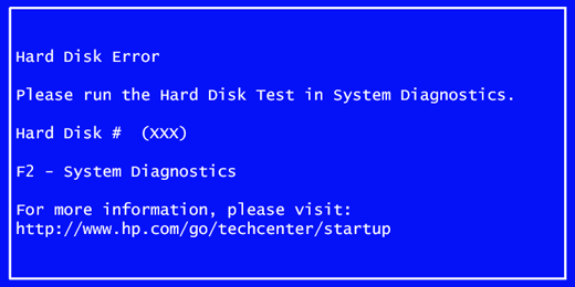 HP Hard Disk Error screen c04654467.gif