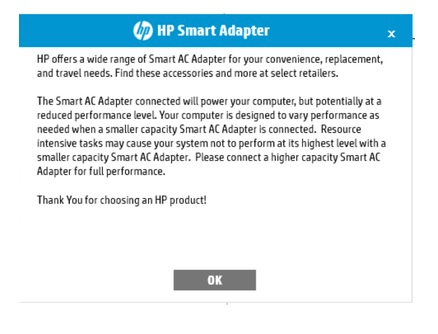 Solved: SMART ADAPTER NOTIFICATION / POP UP - HP Support Community - 7570221