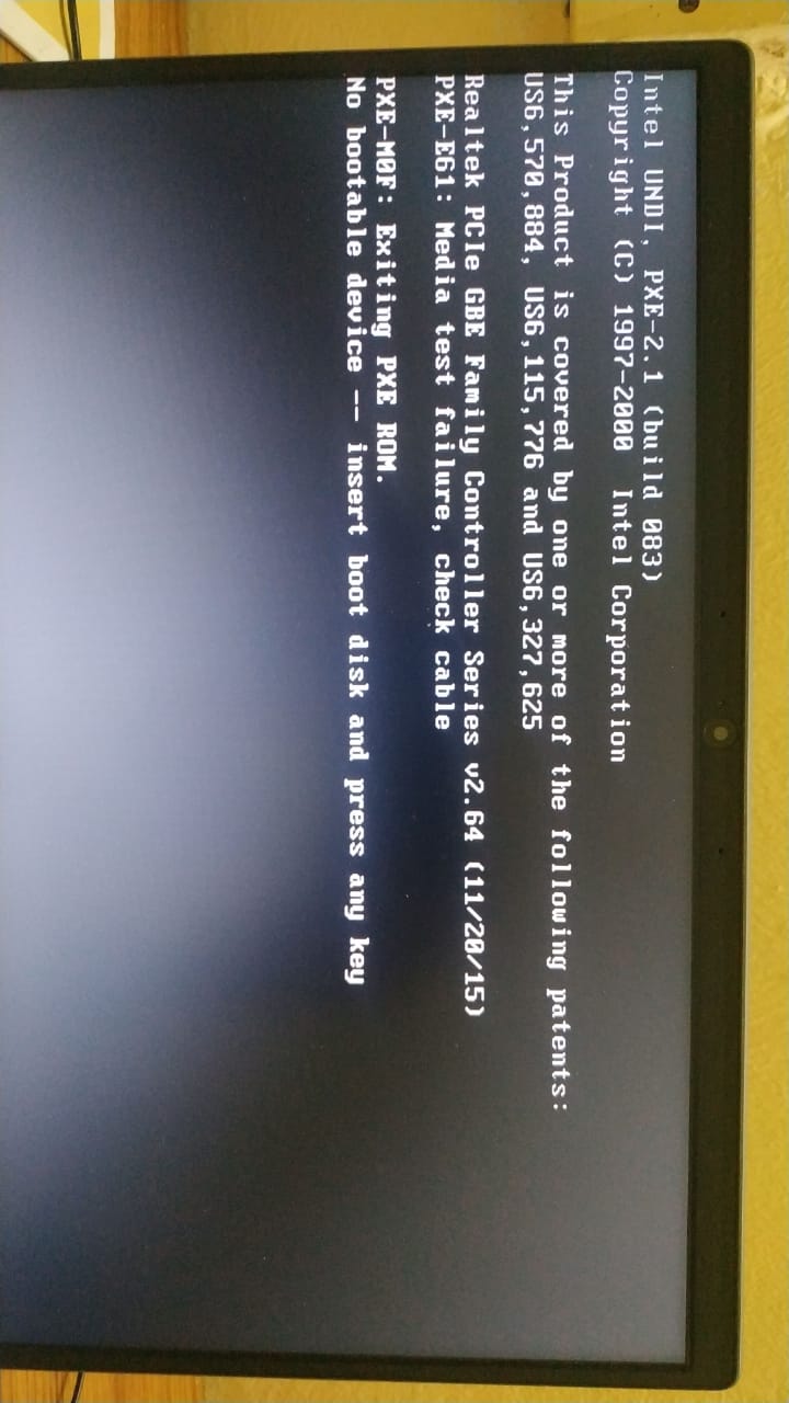 No bootable device -- insert boot disk and press any key - HP Support  Community - 7576121