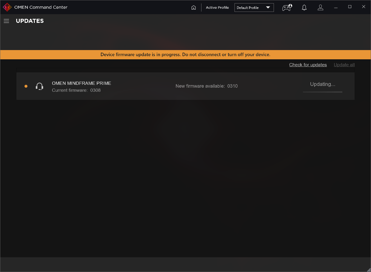 omen mindframe prime 0310 firmware update fails HP Support Community