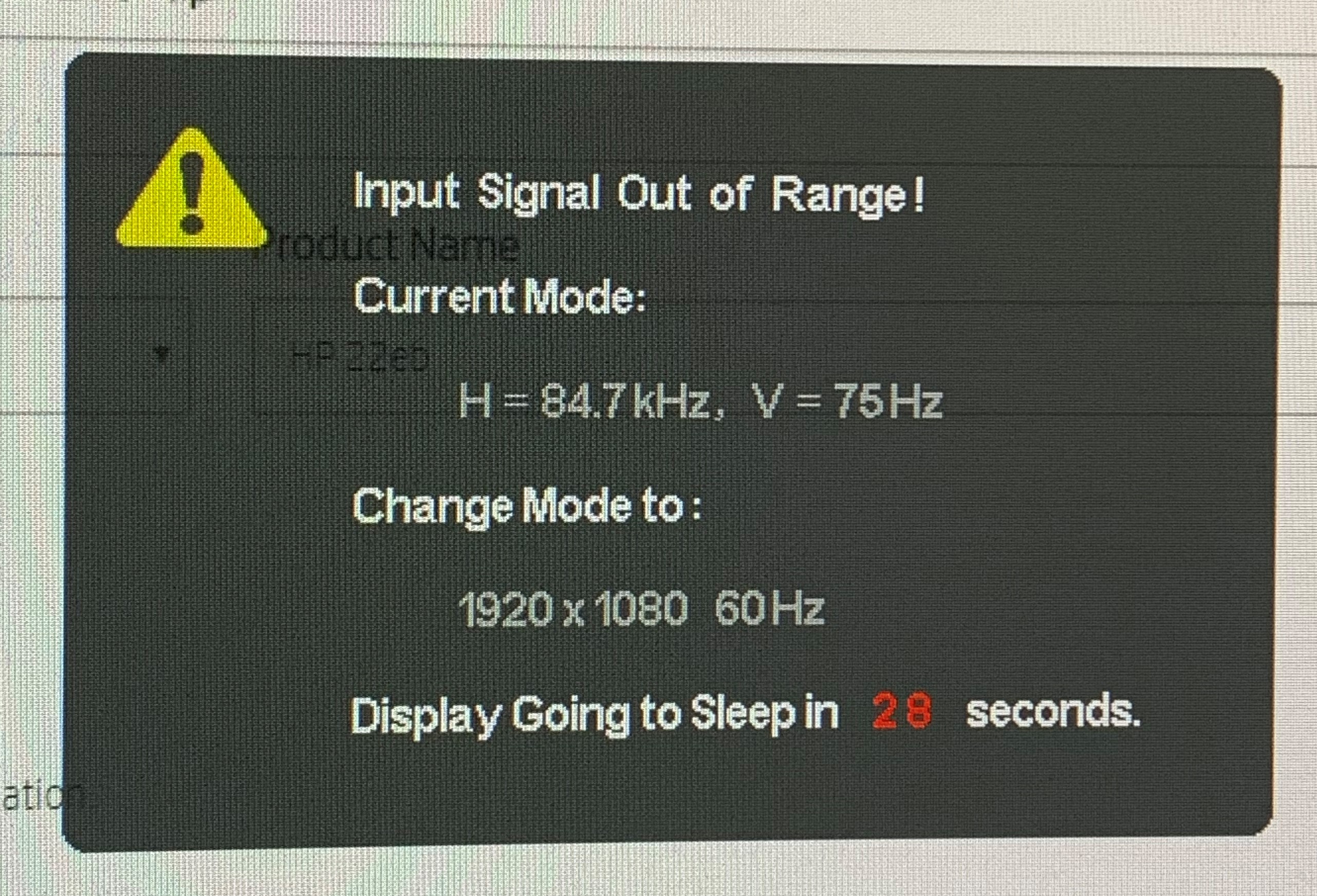 Disable automatic monitor sleep on "Input Signal Out of Rang... - HP  Support Community - 7589999