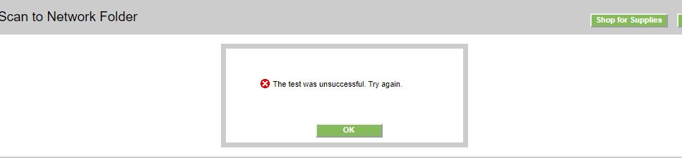 scan to network folder test always fails - HP Support Community - 7593111