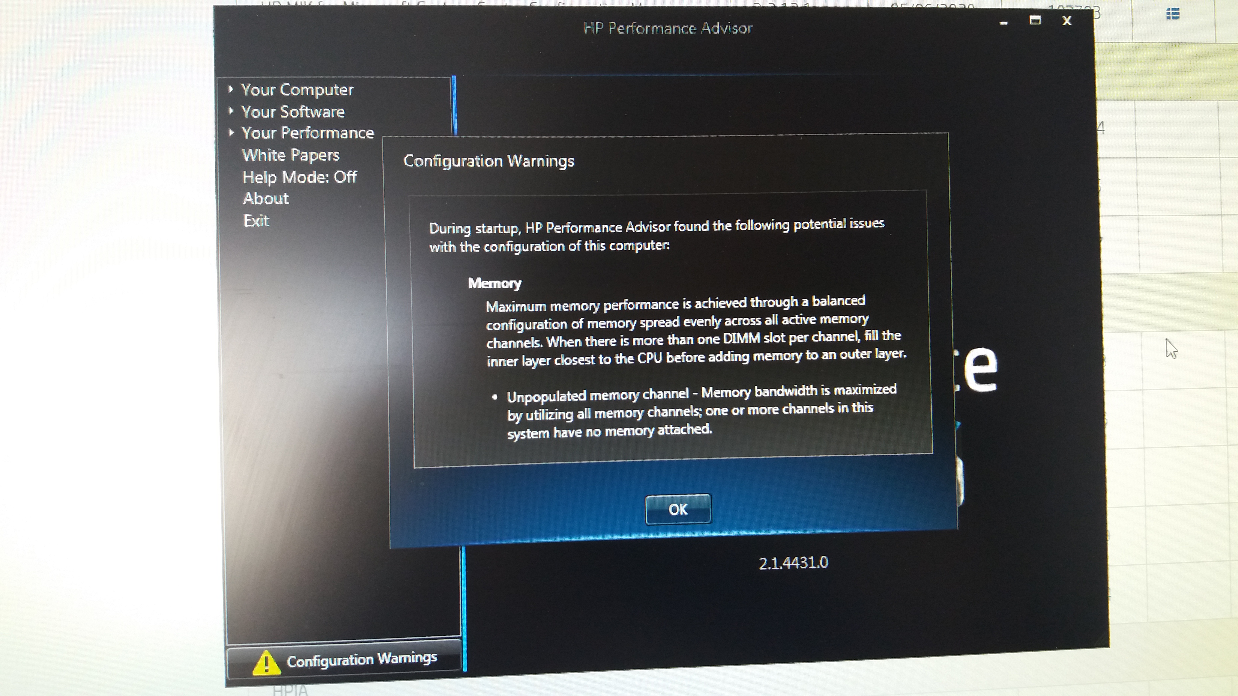 Cofigurations Warnings Z820 - Hp Performance Advisor - HP Support ...