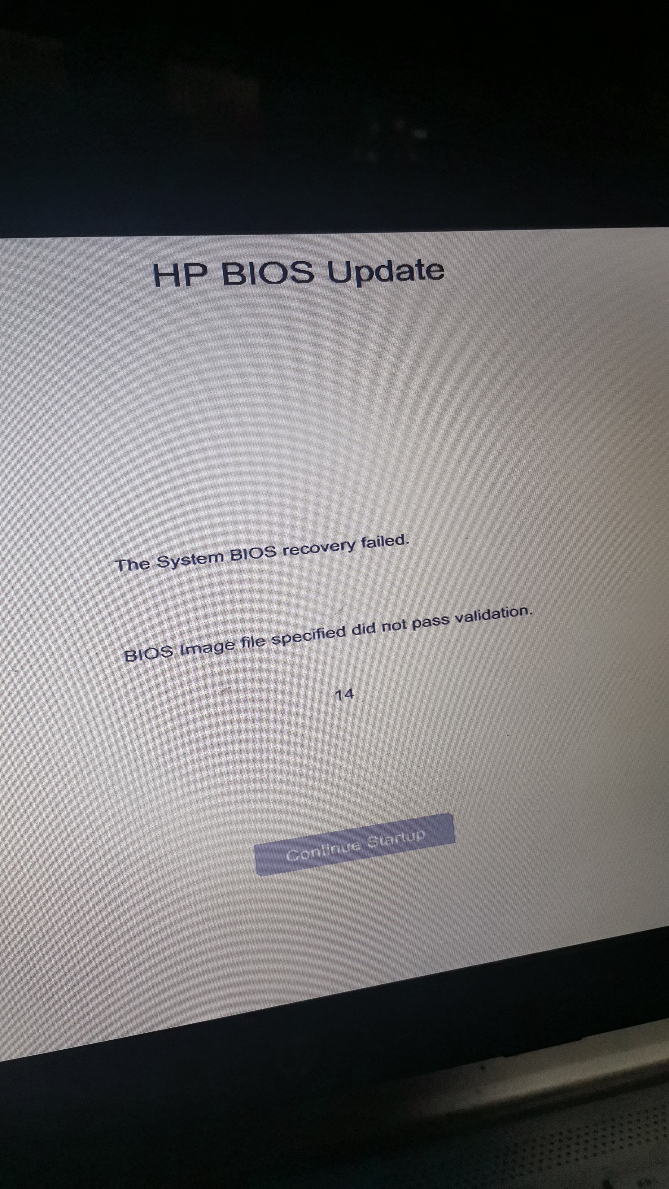 System Bios Update Failed - HP Support Community - 7604495