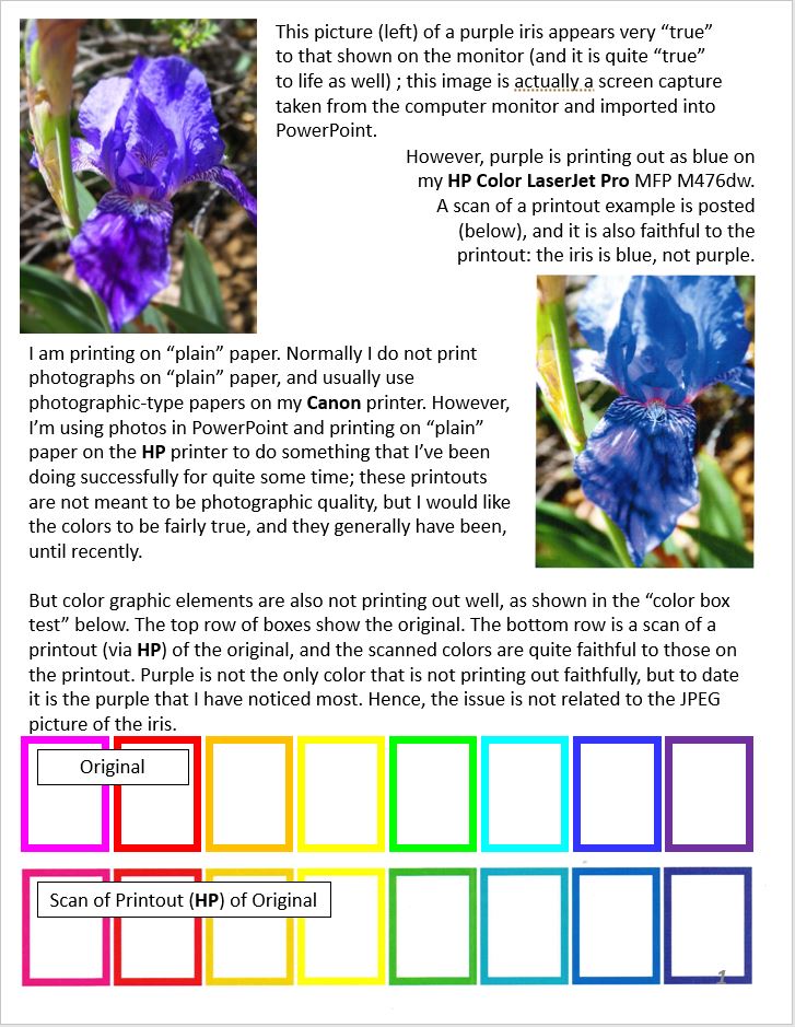 Printer will prints blue instead of purple - HP Support Community - 7600494