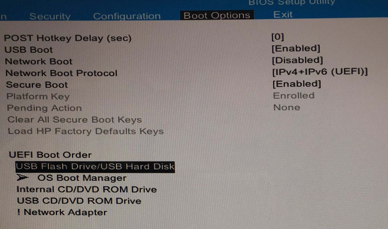 Solved: Boot from an USB-stick - HP Support Community - 7618985