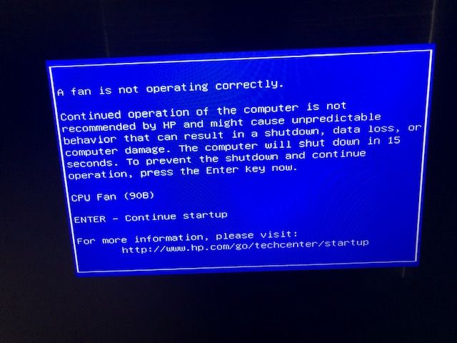 The fan is not operating correctly on bootup - HP Support Community -  7623336