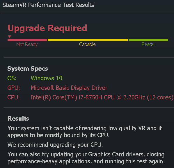 SteamVR Performance Test now fails after succeeding first da... - HP ...