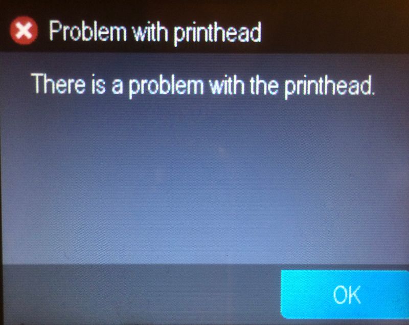 hp officejet 6830 problem with printhead