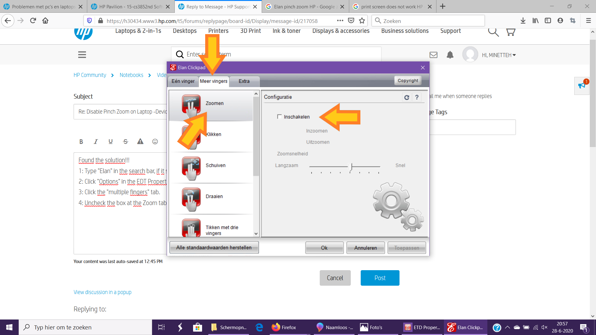 Disable Pinch Zoom on Laptop Device Setting tab not availa... HP