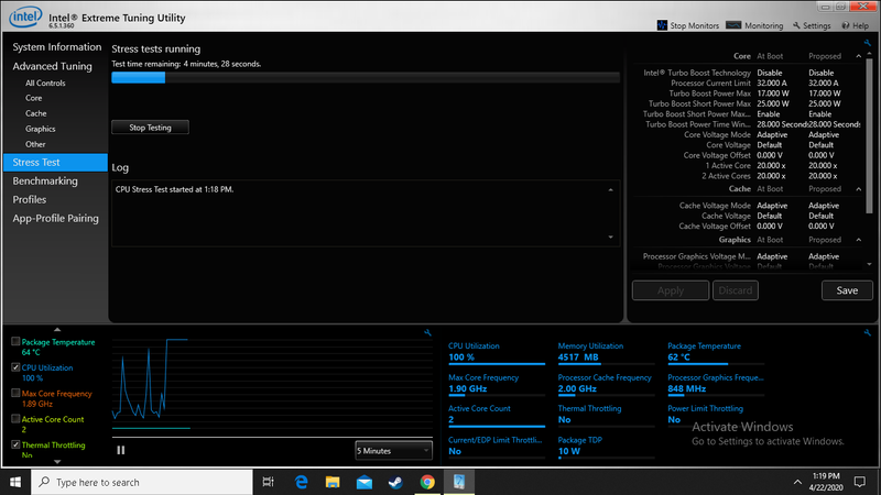 During stress test (before the problem startes)