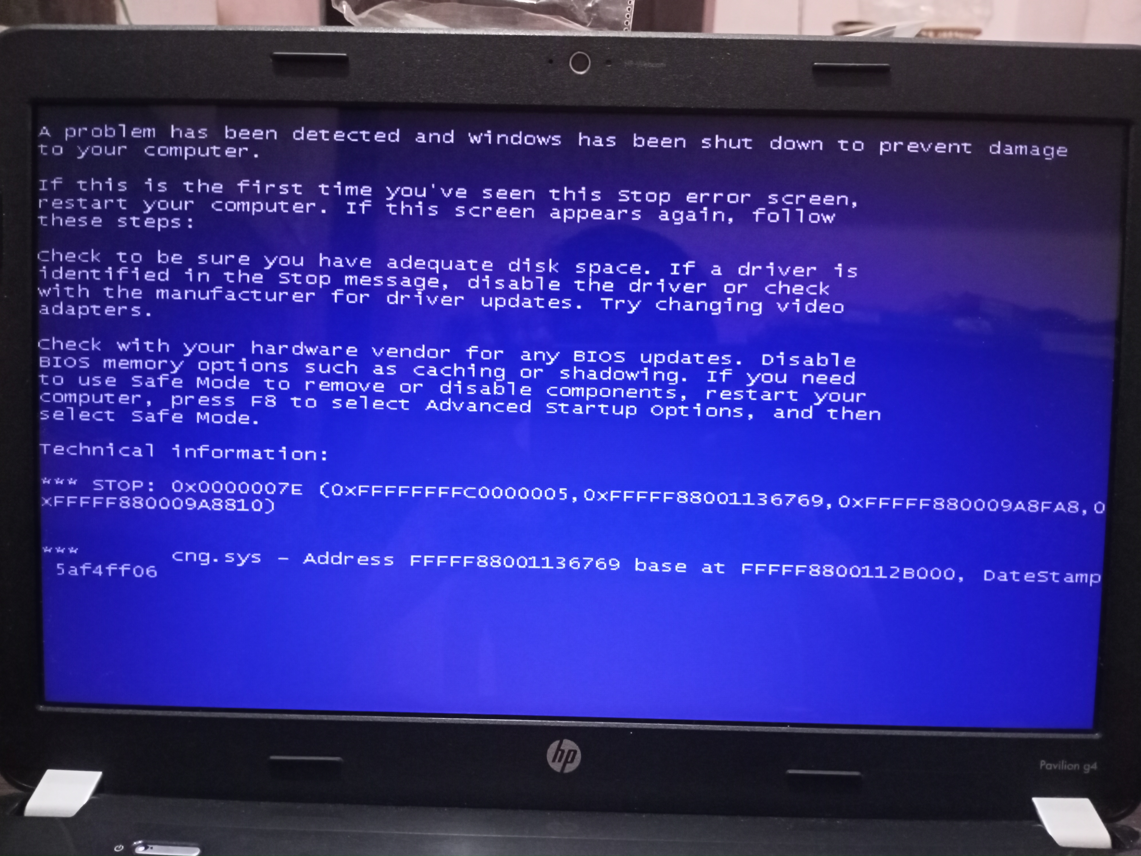 Blue screen error after Windows logo - HP Support Community - 7667960