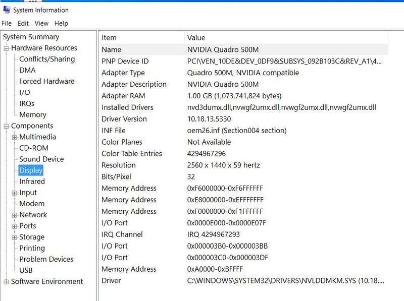 graphics card info