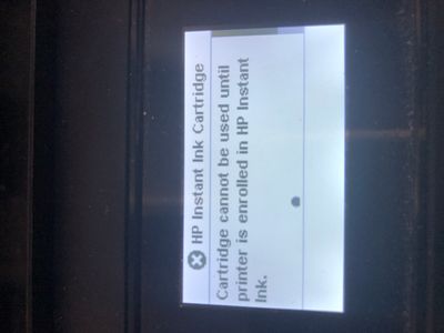 cartridge cannot be used until enrolled in instant ink