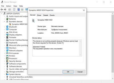 Solved: Fingerprint Reader Driver Issue (code 31) - HP Solved: Fingerprint Reader Driver Issue (code 31) - HP