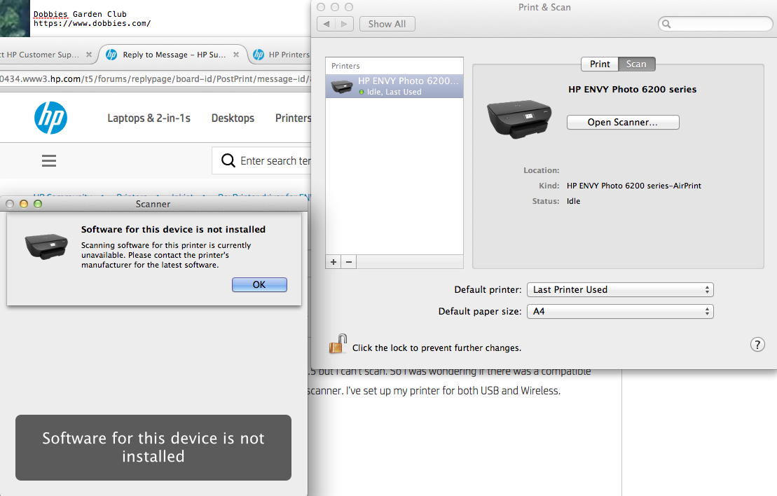 Printer driver for ENVY 6232 using OS 10.8.5 - HP Support Community ...