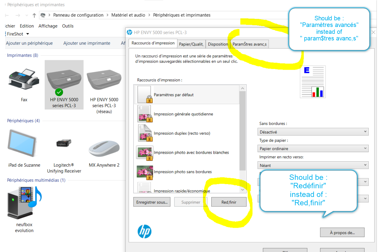 Strange characters in printer settings in Device Manager - HP Support  Community - 7692896