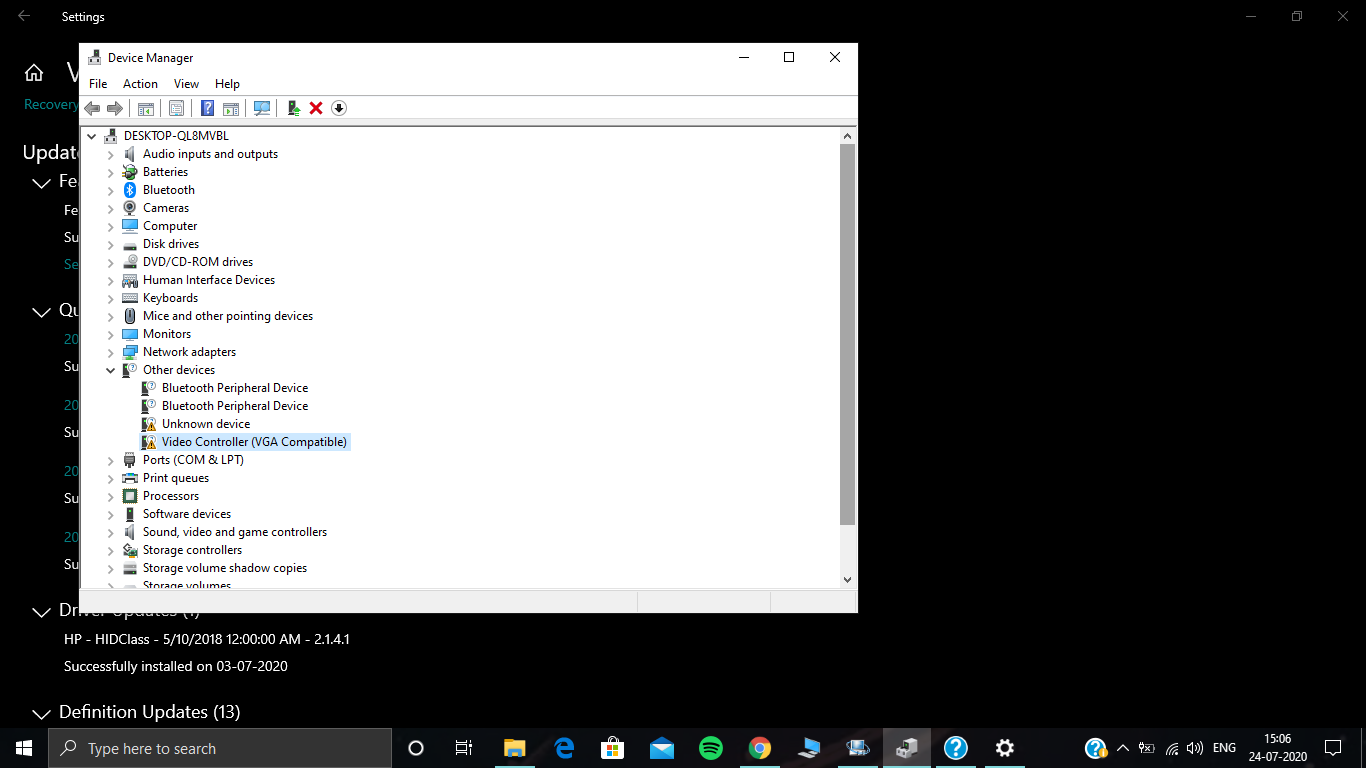 Missing Intel HD Graphics entirely after latest windows upda... - HP ...