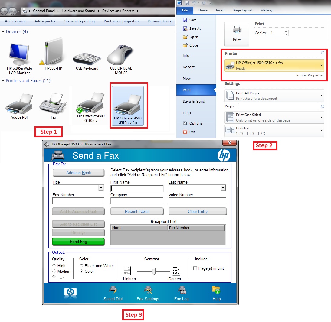 Solved: want to send Fax from PC in HP Officejet 4500 All-in-One G51... - HP  Support Community - 1443895