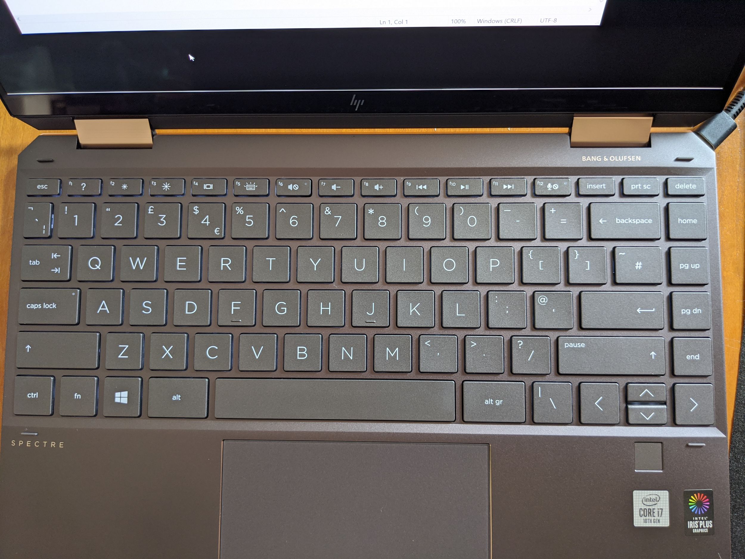HP Spectre UK laptop with ANSI Keyboard Layout