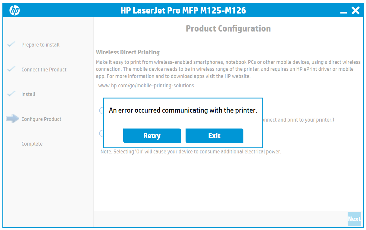 Could not Install HP LaserJet Pro MFP M125a Printer Driver - HP Support  Community - 7716080