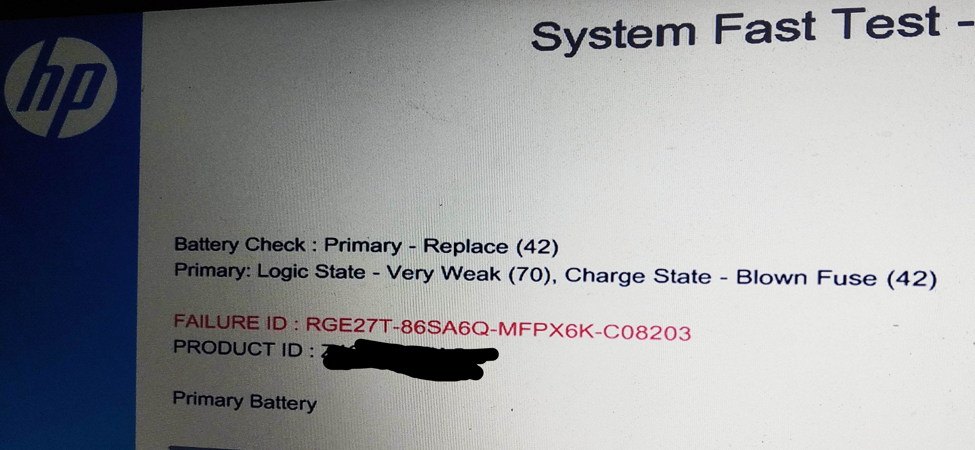 Solved: System test failure of battery check - HP Support Community -  7716623
