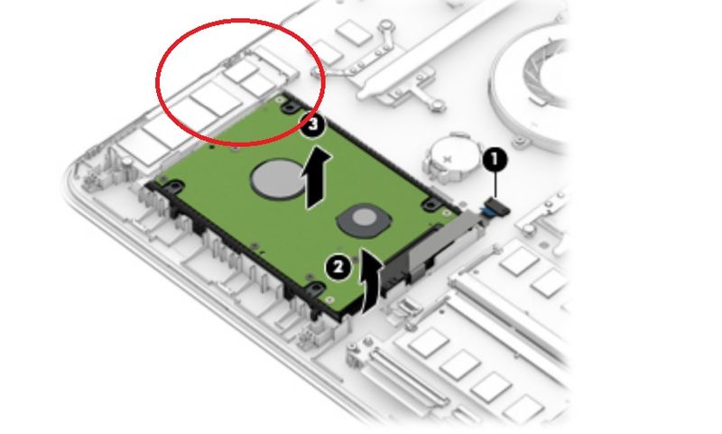 possible M.2 slot circled in red.