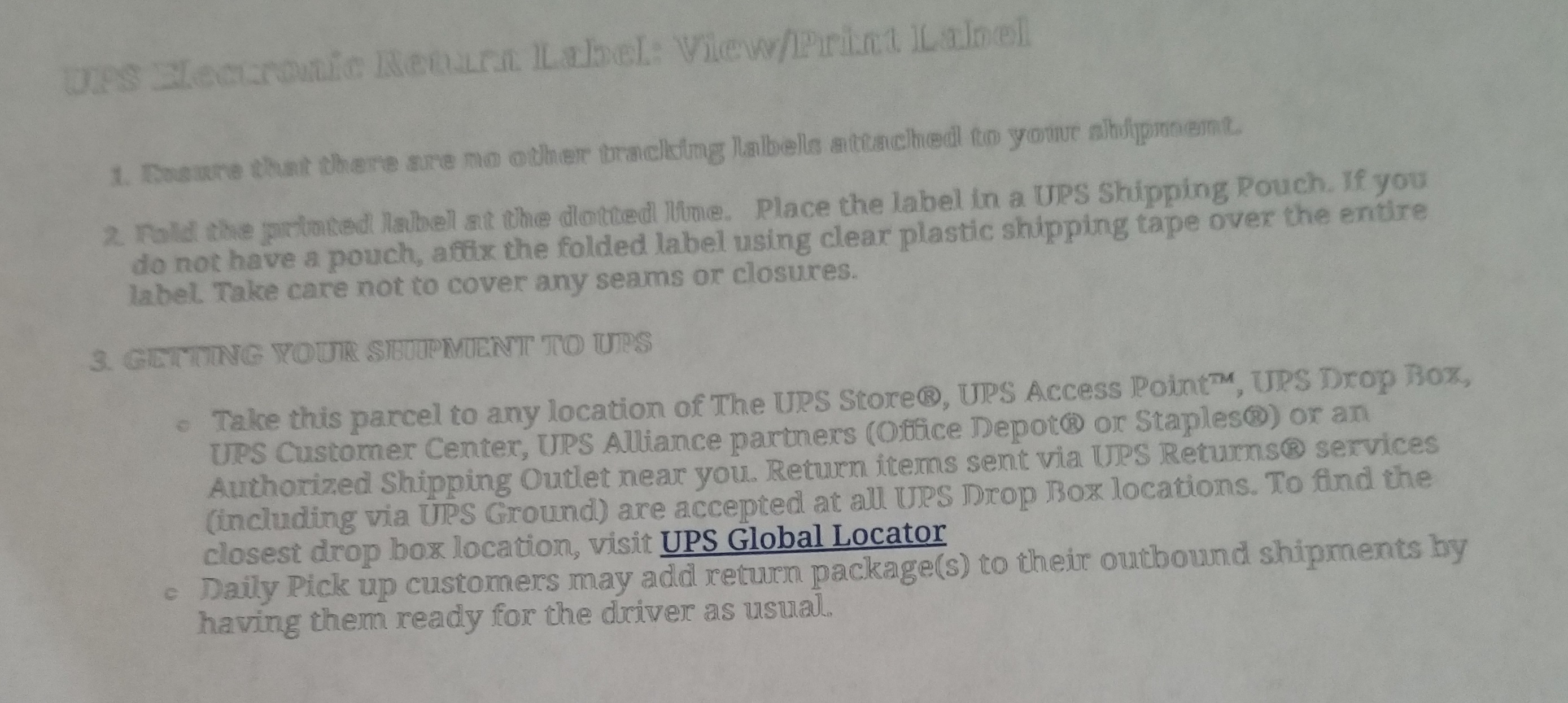 UPS Electronic Return Label: View/Print Label