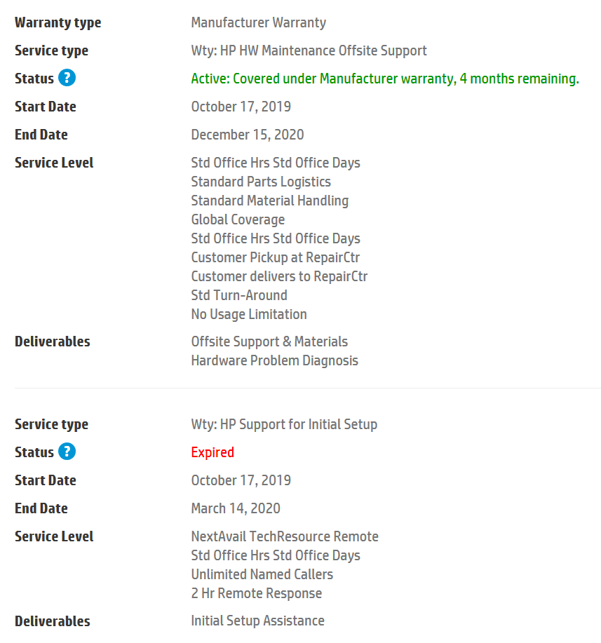 Issue regarding warranty start date unable to dispute HP Support