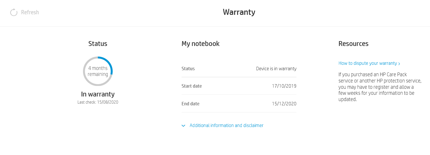 Issue regarding warranty start date unable to dispute HP Support