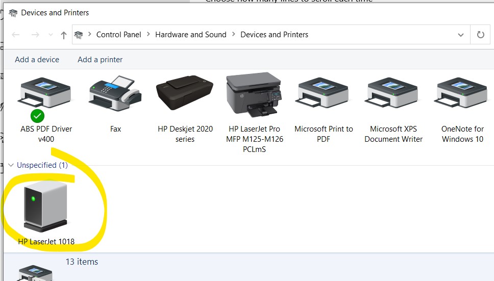 spise Kanin kløft Solved: New PC sees my HP printer as Unspecified device, so will not... -  HP Support Community - 7734729