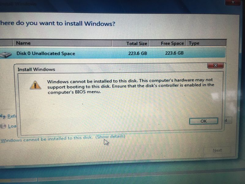 can't install windows on new SSD - HP Support Community - 7735848