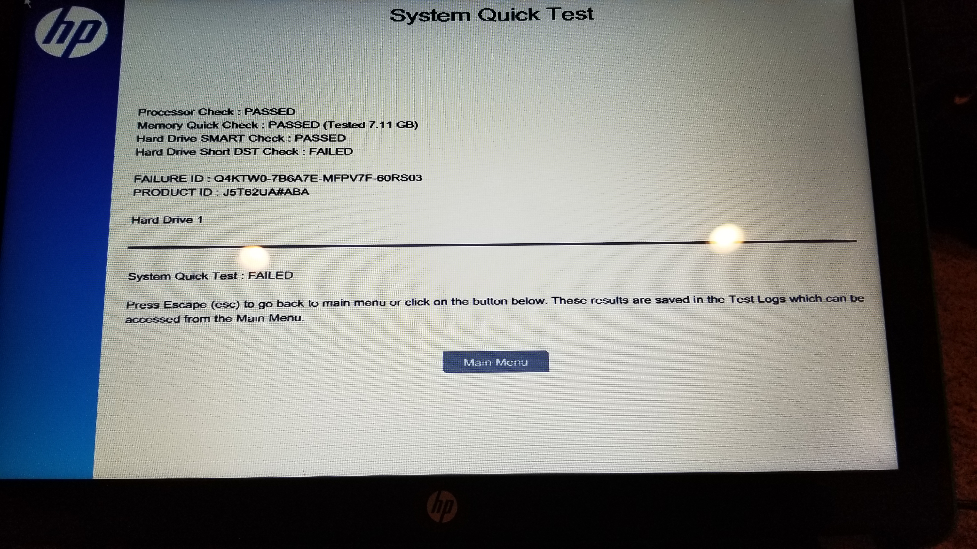 HP did not pass test - HP Support Community - 7748402