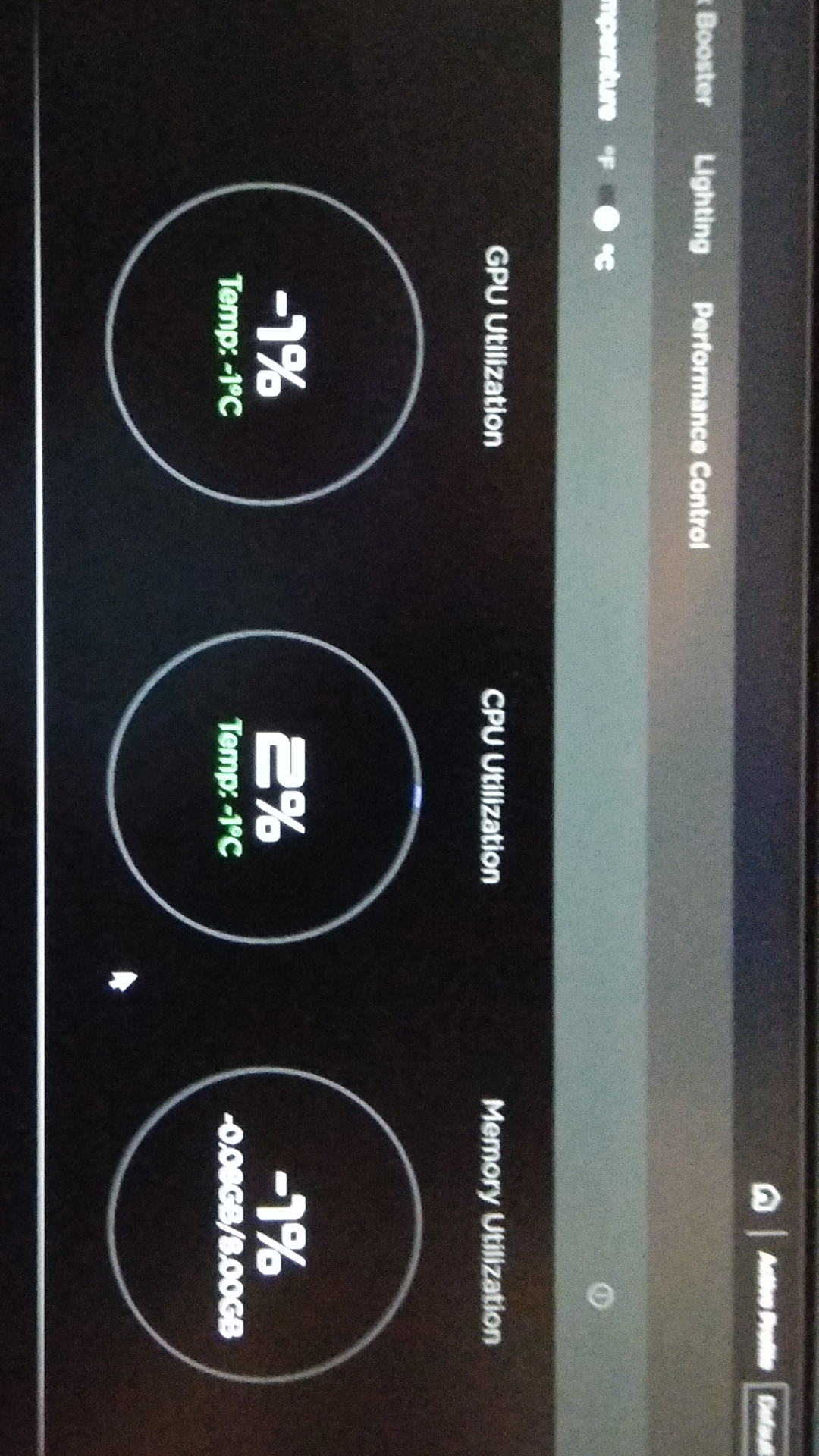 Cpu, GPU and memory utilization showing -1°C/-1% - HP Support Community ...