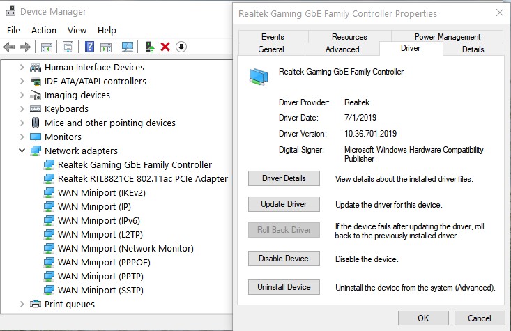 Realtek Gaming GbE Family Controller no longer listed on ... - HP Support Community 7765985