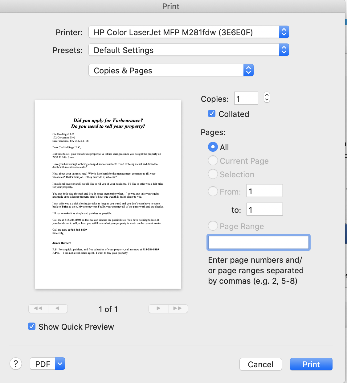 How to disable duplex printing on MFP M281fdw (Mac) HP Support