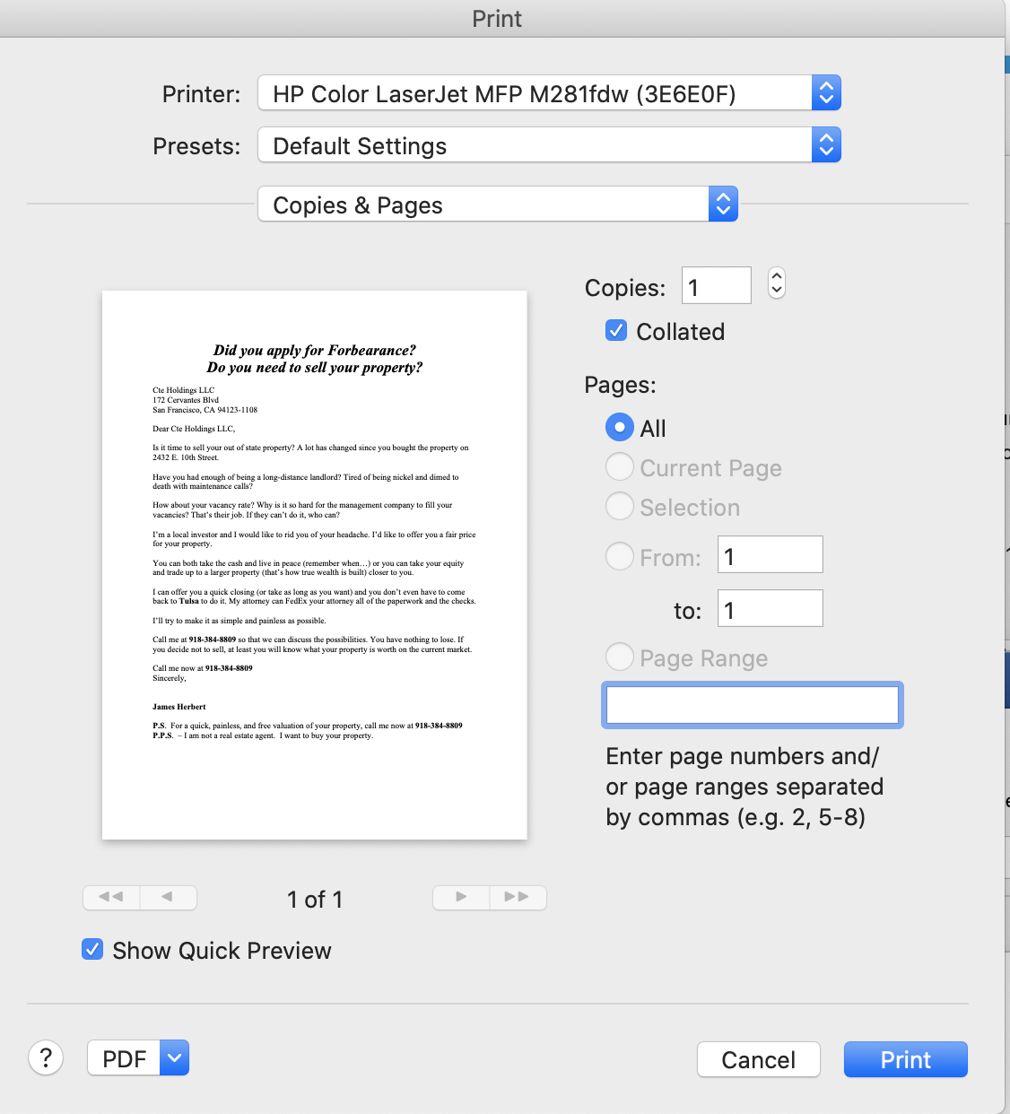 How to disable duplex printing on MFP M281fdw (Mac) - HP Support ...