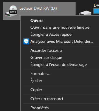 Graver ou copier un DVD Windows 10 