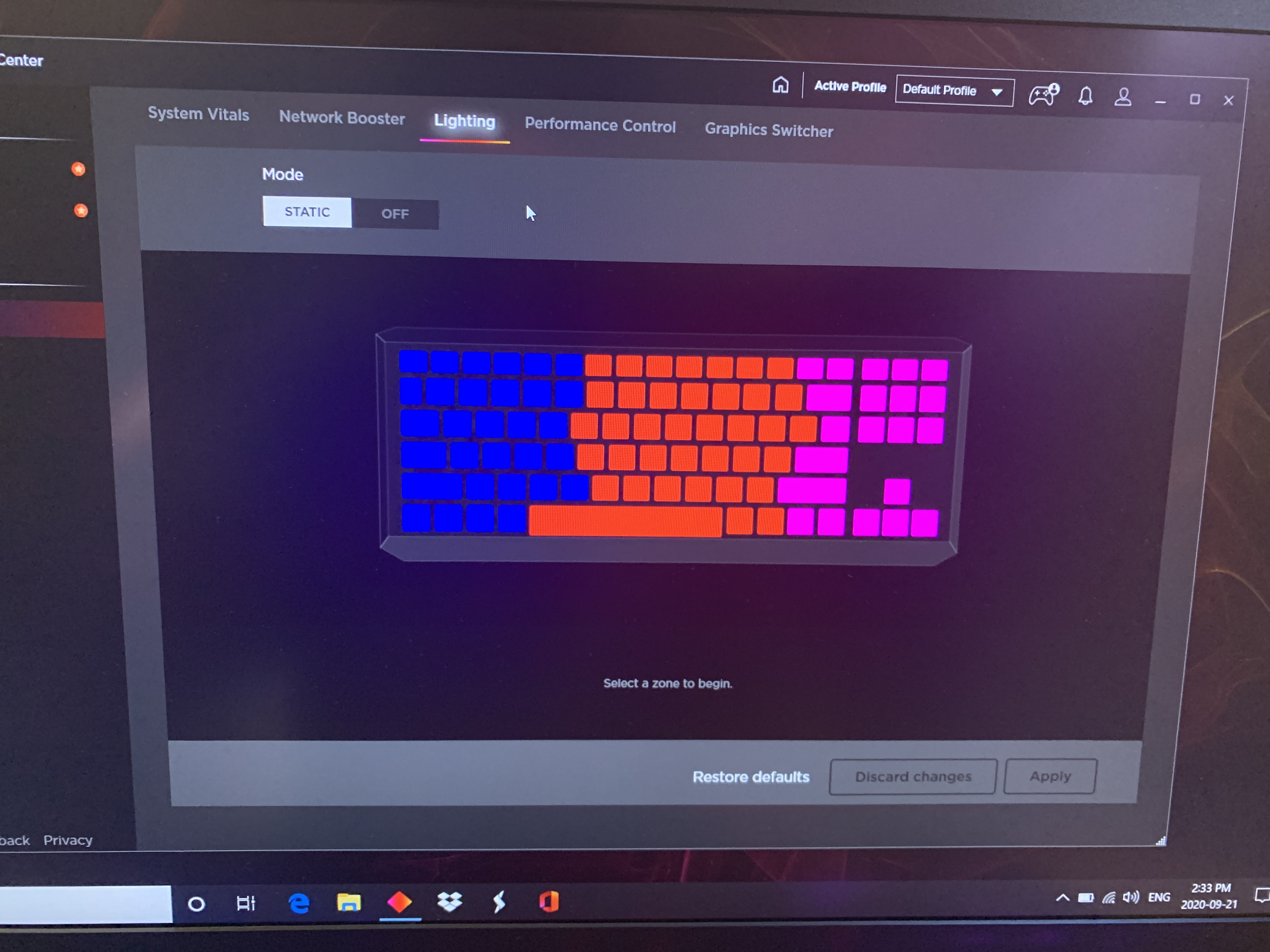 I don’t have option of advanced lighting in command centre. - HP ...