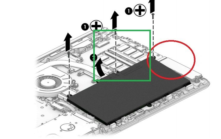 M.2 SSD circled in red