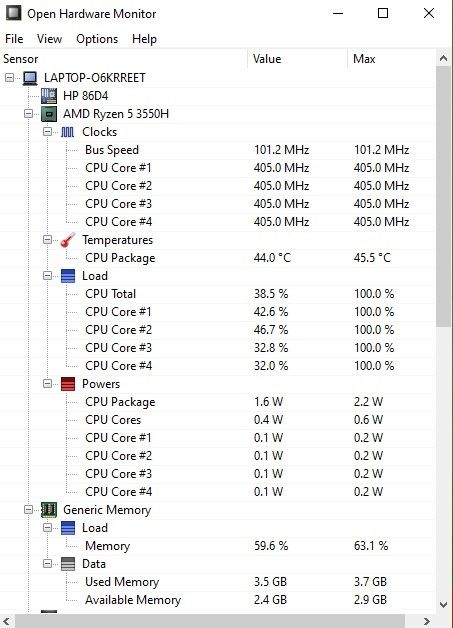 Solved: AMD Ryzen 5 3550H - stuck at base frequency (400MhZ) - HP Support  Community - 7803511