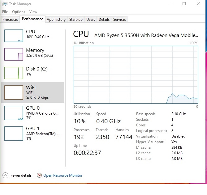 Solved: AMD Ryzen 5 3550H - stuck at base frequency (400MhZ) - HP Support  Community - 7803511