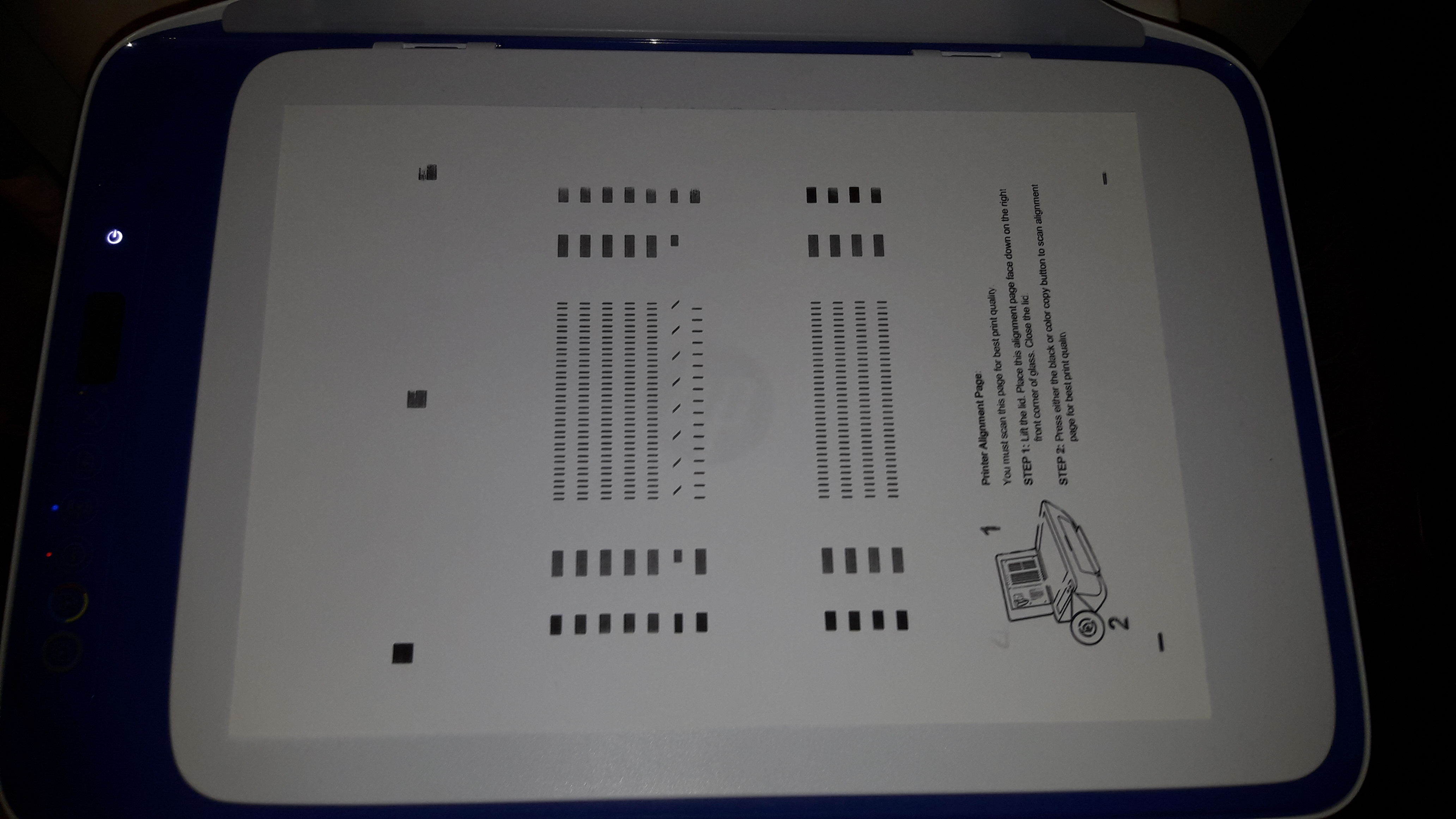 Deskjet 2630 scans have a blue line across the the image - HP Support ...