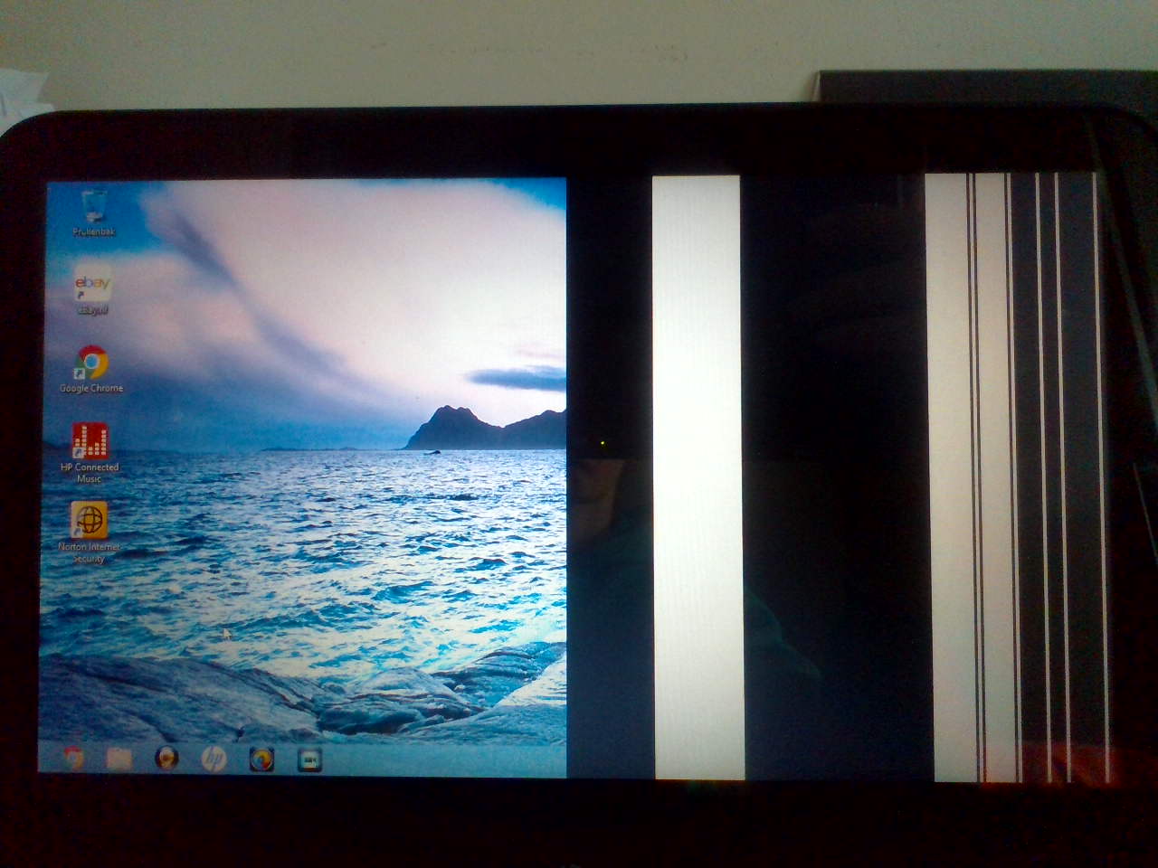 Solved: half my screen is black with thick white stripes - HP Support  Community - 7813186