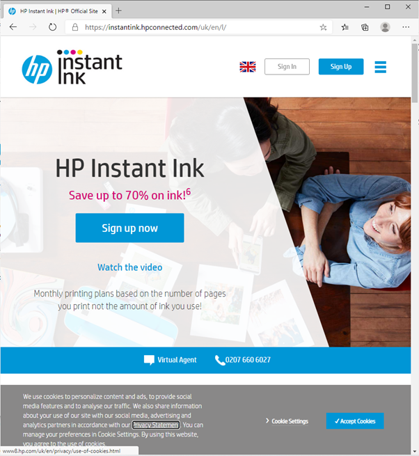 signing up for instant ink in the uk - HP Support Community - 7817259